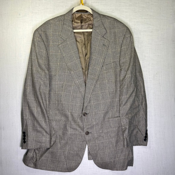 Chaps by Ralph Lauren Other - VTG Chaps Ralph Lauren Mens 46T Blazer Brown Plaid Silk Wool CANADA EUC XL 1990s